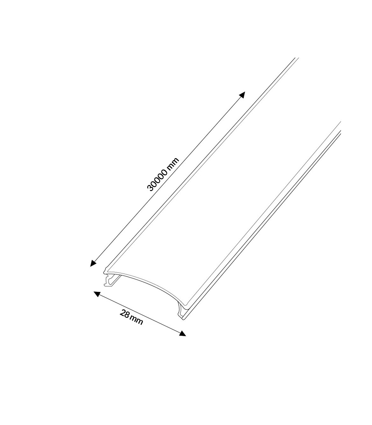 Rollo Difusor Negro Para Perfil Ancho 28Mm -30 Metros-