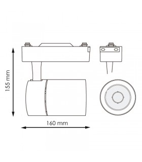 Foco Carril Monofásico FAST 30W 3000LM 24º Negro CCT