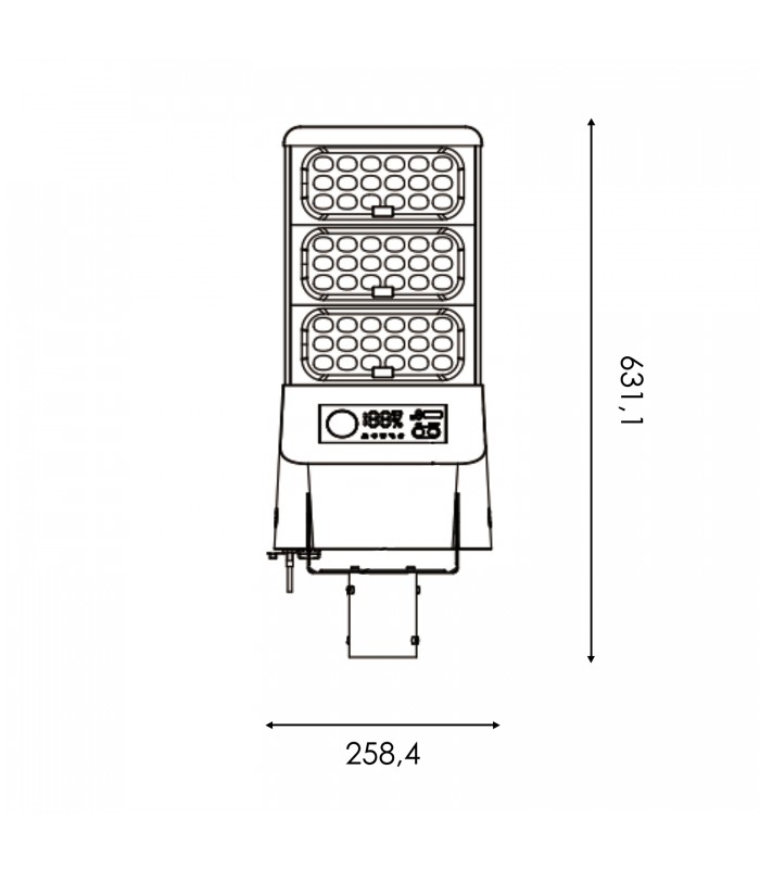 Farola Led solar HYBRID 200W/20W 9000Lm 140ºX75º IP65 CCT