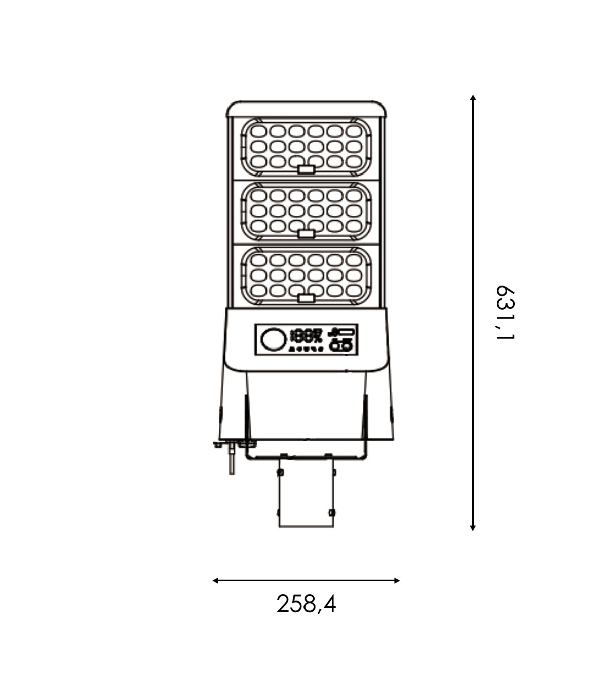 Farola Led solar HYBRID 200W/20W 9000Lm 140ºX75º IP65 CCT