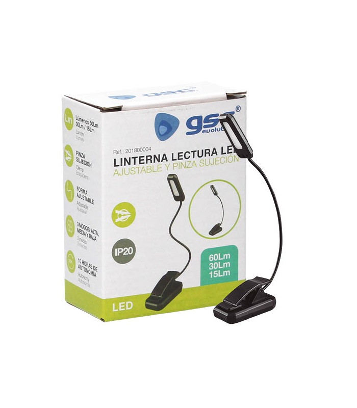 Linterna Lectura Led Ajustable con Pinza 1W 60Lm 3000K