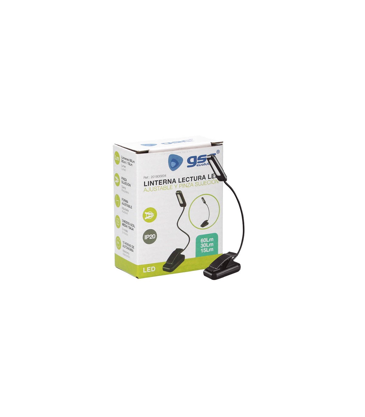 Linterna Lectura Led Ajustable con Pinza 1W 60Lm 3000K
