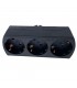 Ladrón Triple Plano Negro Schuko 2P+TT 10/16A 250V