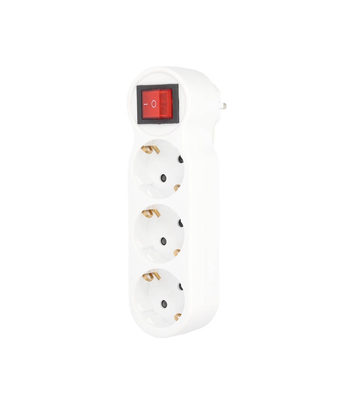 Ladrón Triple Salida Schuko En Línea Con Interruptor 16A 250V