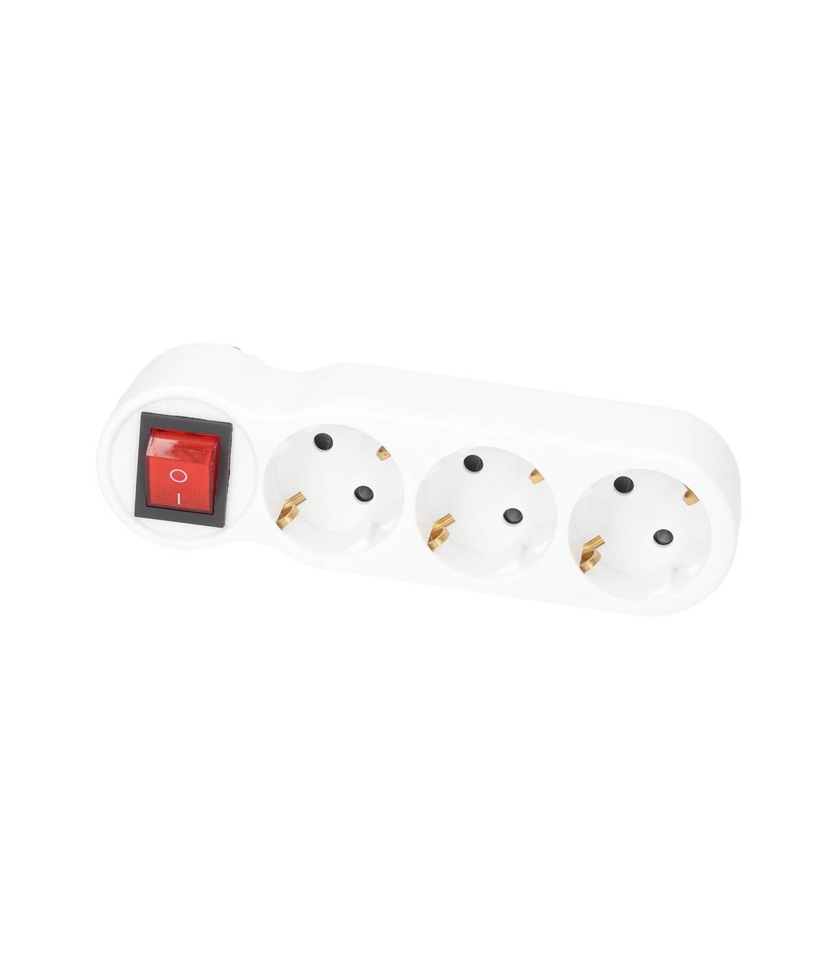 Ladrón Triple Salida Schuko En Línea Con Interruptor 16A 250V