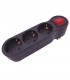 Ladrón Triple Salida Schuko En Línea Con Interruptor Negro 10/16A 250V