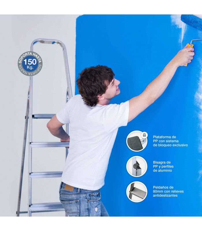 Escalera aluminio 6 peldaños Max. 150kg GSC