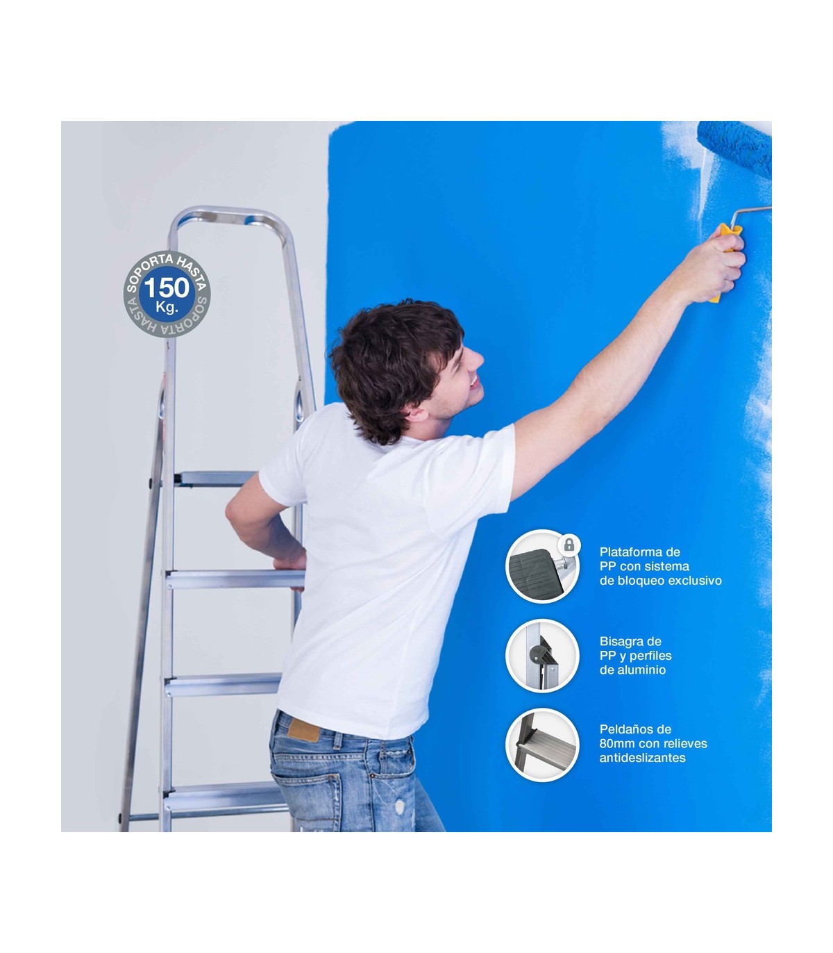 Escalera aluminio 3 peldaños Max. 150kg GSC