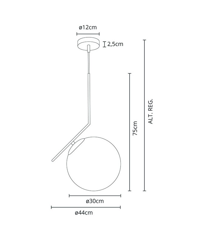 Lámpara Colgante Aimee 1xE27 Cromo REGx440mm