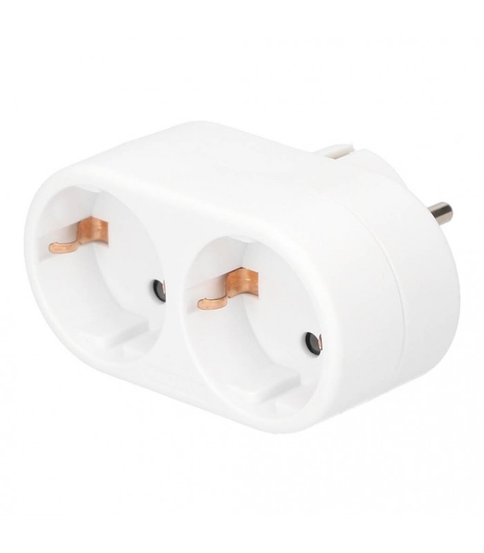 Ladrón Doble Plano Schuko 2P+TT 10/16A 250V