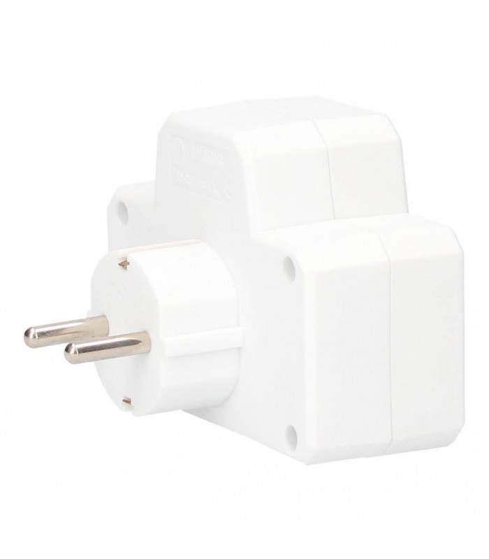 Ladrón Doble Con Interruptor Schuko 2P+TT 16A 250V