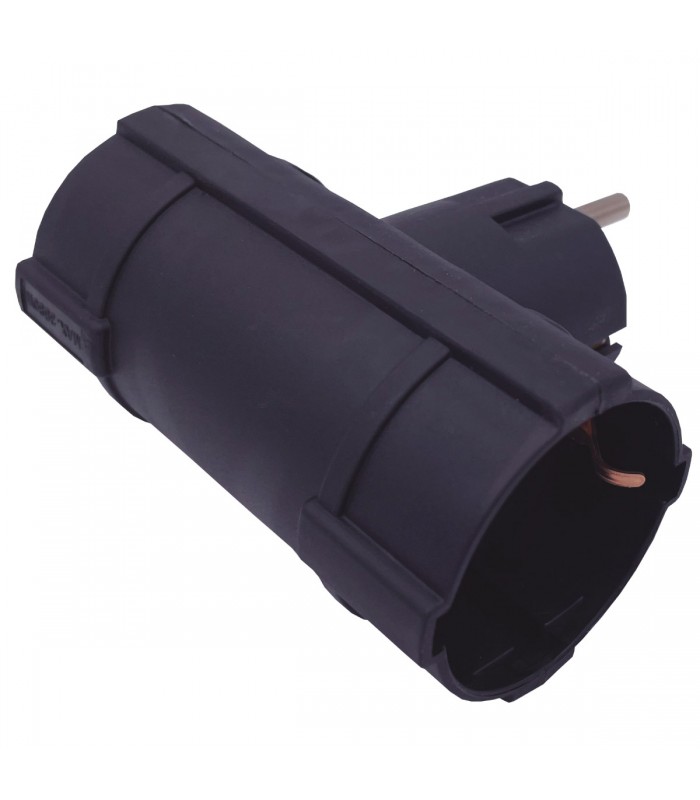 Ladrón Doble Salida Negro Schuko 16A 250V