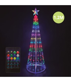 Árbol LED KIONDO Inteligente Bluetooth y Mando 1.2m 24 Funciones IP44 RGB