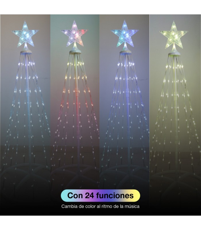 Árbol LED KIONDO Inteligente Bluetooth y Mando 1.2m 24 Funciones IP44 RGB