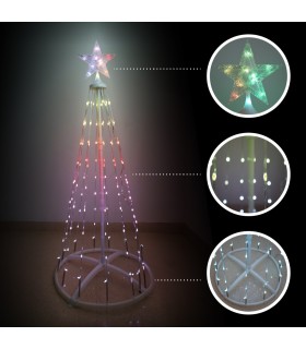Árbol LED KIONDO Inteligente Bluetooth y Mando 1.2m 24 Funciones IP44 RGB