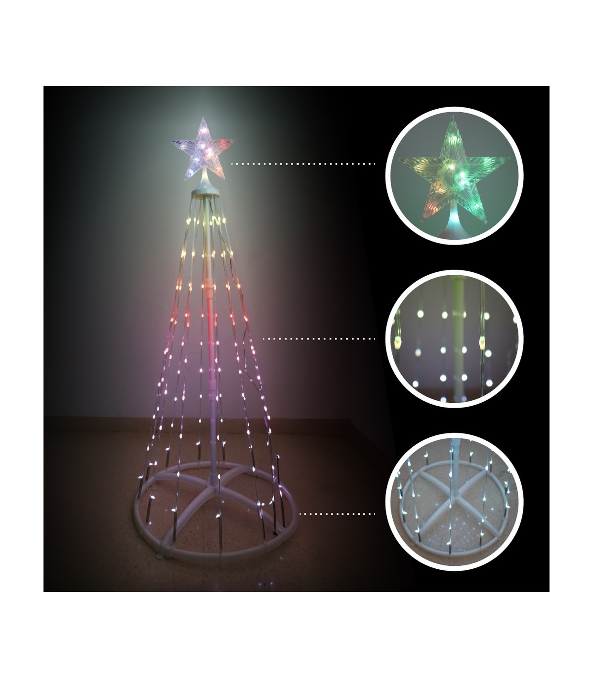 Árbol LED KIONDO Inteligente Bluetooth y Mando 1.2m 24 Funciones IP44 RGB