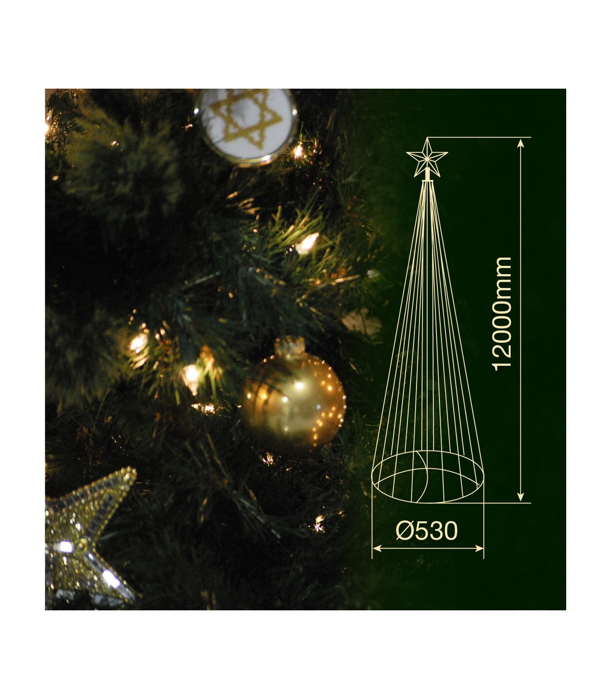 Árbol LED KIONDO Inteligente Bluetooth y Mando 1.2m 24 Funciones IP44 RGB