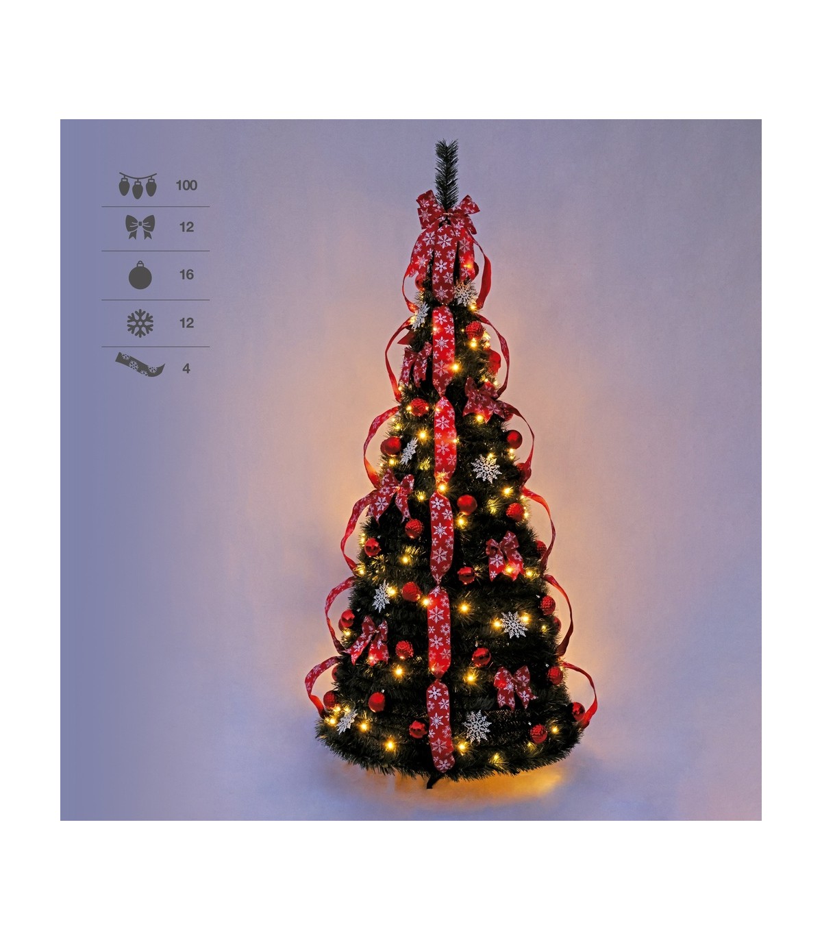 Árbol de navidad LED plegable decorado con luces NIAH 1,5M 8 Funciones IP44