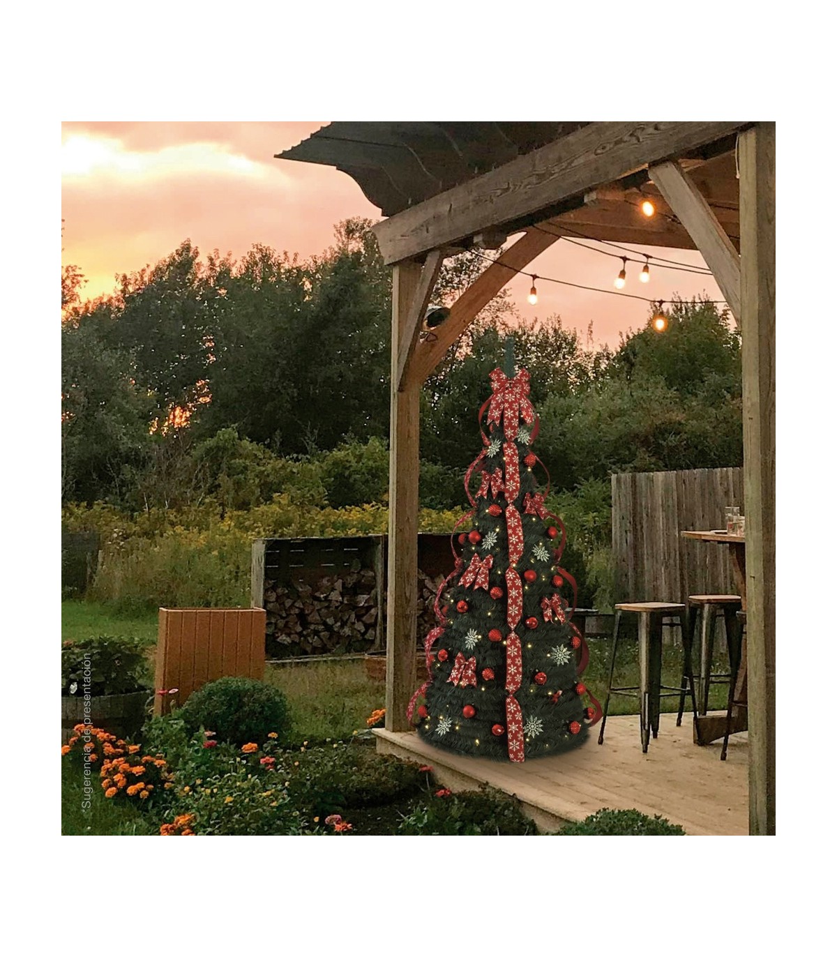 Árbol de navidad LED plegable decorado con luces NIAH 1,5M 8 Funciones IP44