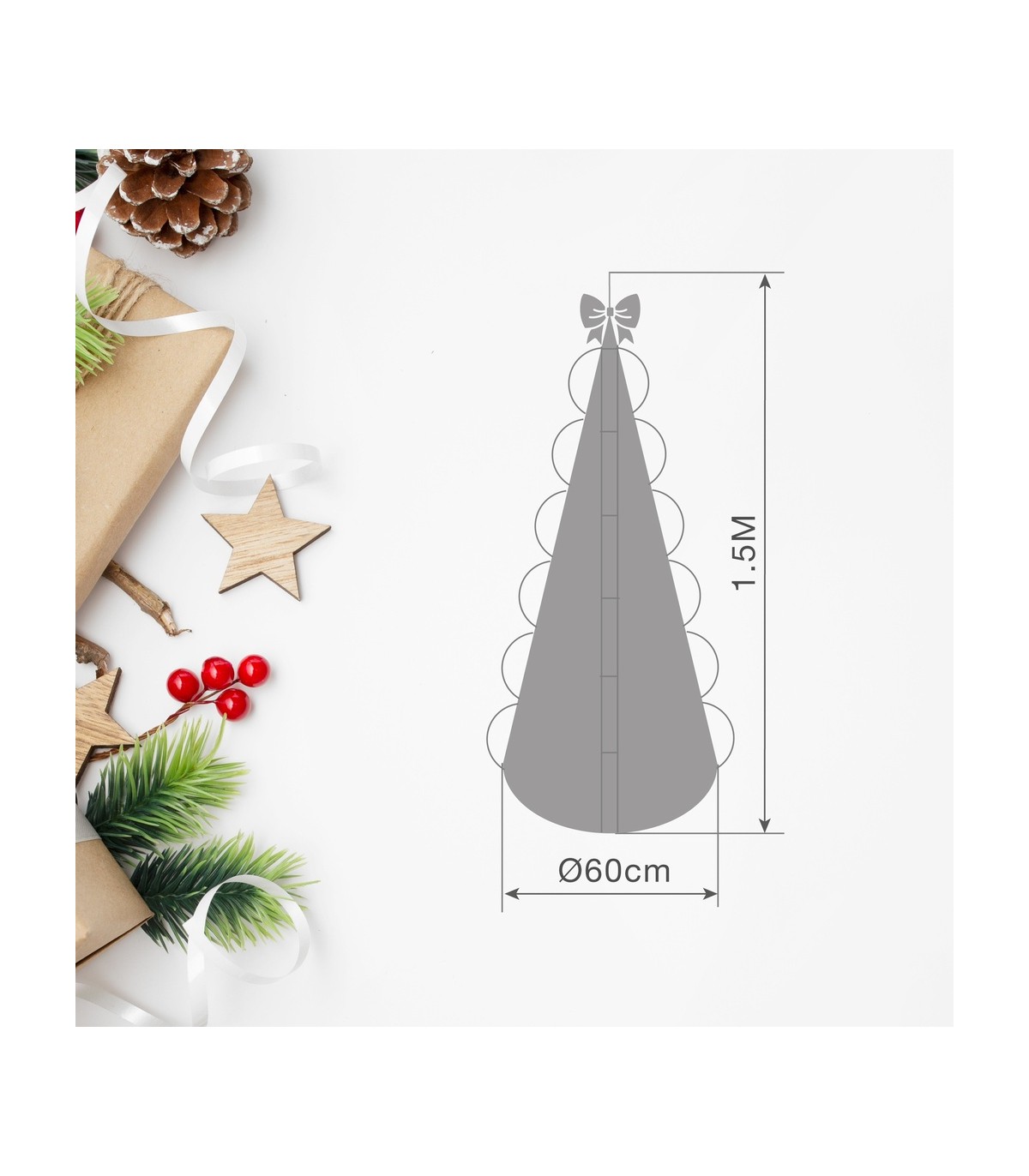 Árbol de navidad LED plegable decorado con luces NIAH 1,5M 8 Funciones IP44