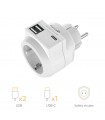 Ladrón base Schuko 16A 250V + 2USB + USB tipo C