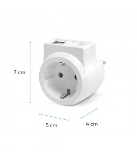 Ladrón base Schuko 16A 250V + 2USB + USB tipo C