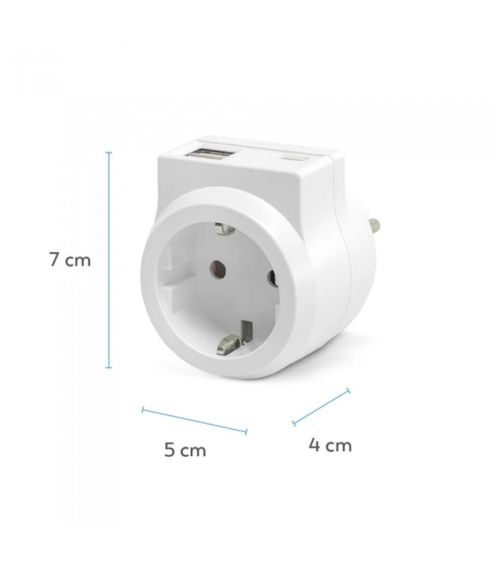 Ladrón base Schuko 16A 250V + 2USB + USB tipo C