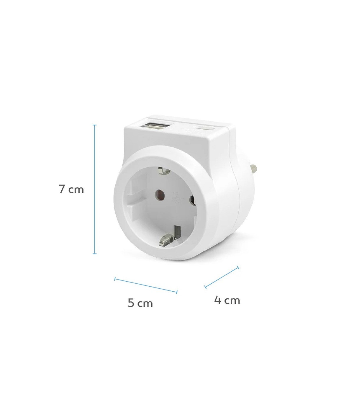 Ladrón base Schuko 16A 250V + 2USB + USB tipo C
