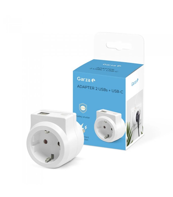Ladrón base Schuko 16A 250V + 2USB + USB tipo C