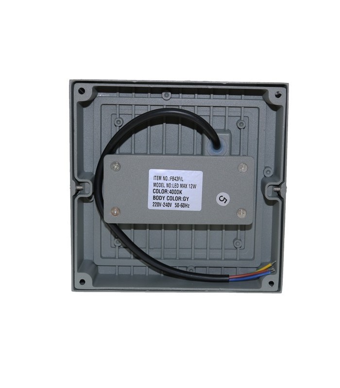 Aplique de pared LED Cinza 12W 840Lm 120º IP54 Gris