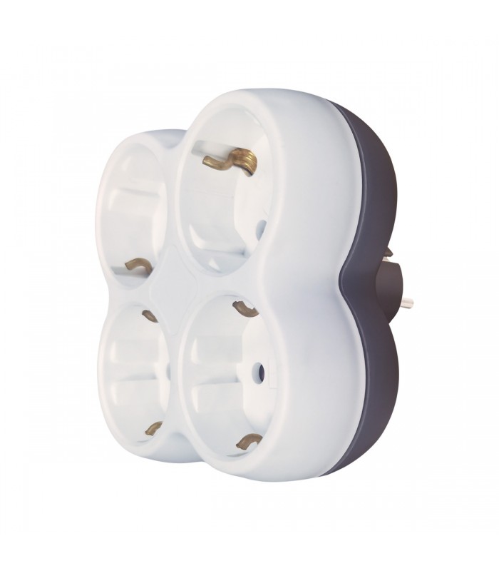 Ladrón cuádruple plano Schuko 16A 250V