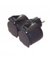 Ladrón Doble Salida con Tapas Negro Schuko 16A 250V IP44