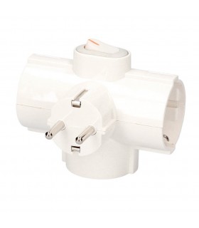 Adaptador Triple Salida Schuko Con Interruptor 16A 250V