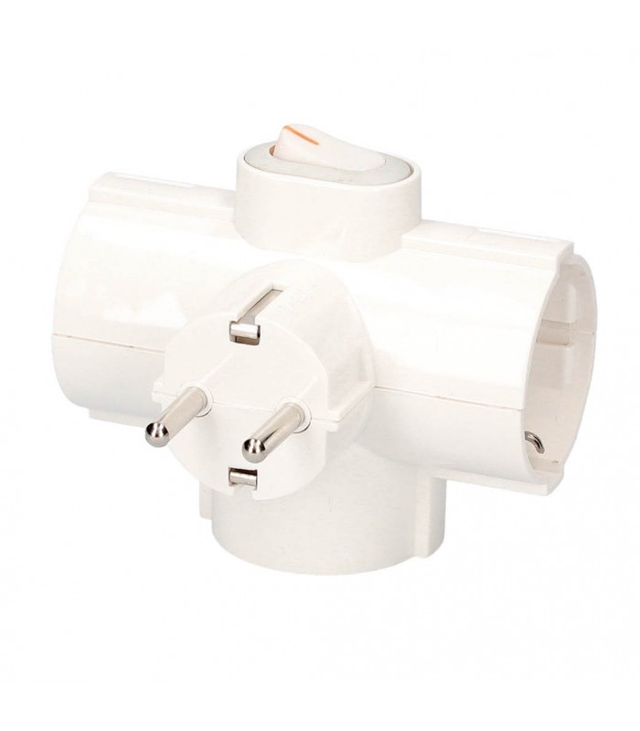 Adaptador Triple Salida Schuko Con Interruptor 16A 250V