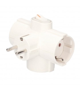 Adaptador Triple Salida Schuko Con Interruptor 16A 250V