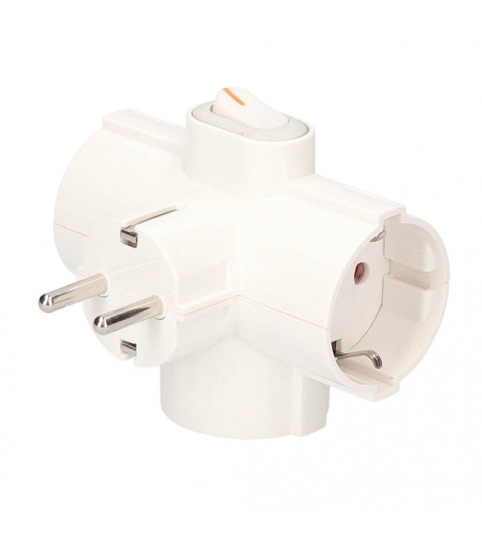 Adaptador Triple Salida Schuko Con Interruptor 16A 250V