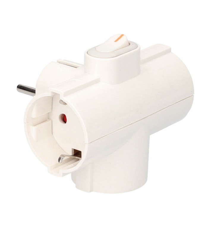 Adaptador Triple Salida Schuko Con Interruptor 16A 250V