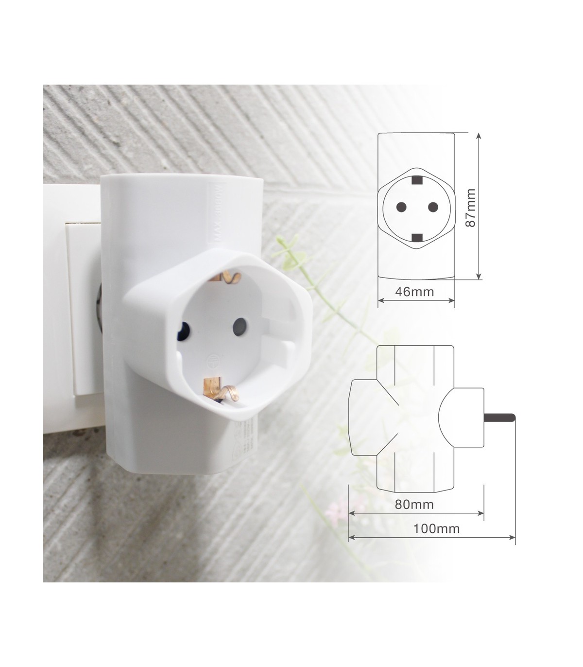 Ladrón Triple Schuko Interior Baquelita 16A 250V