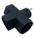 Ladrón Triple Schuko Negro Interior Baquelita 16A 250V