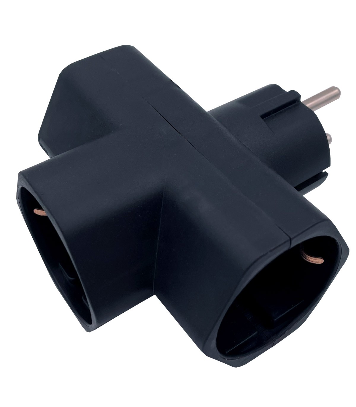 Ladrón Triple Schuko Negro Interior Baquelita 16A 250V