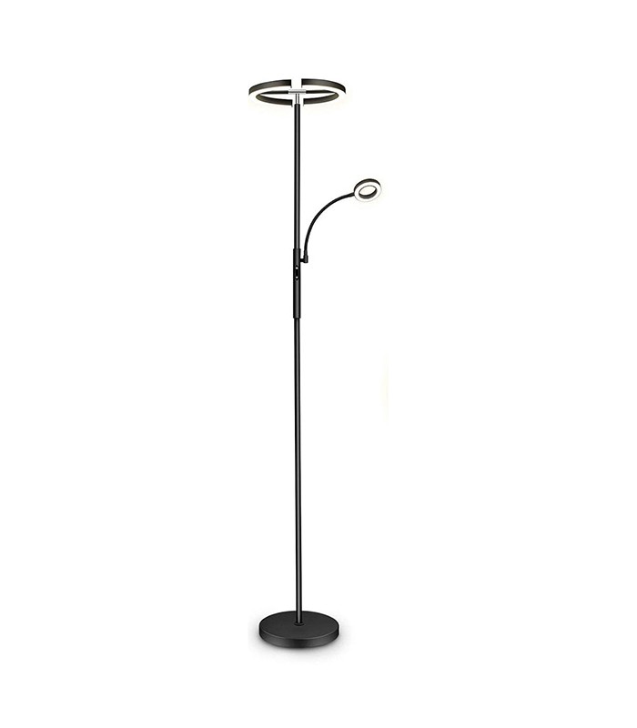Lámpara de Pie IRIS Regulable 20+7W 1300+300Lm Negro