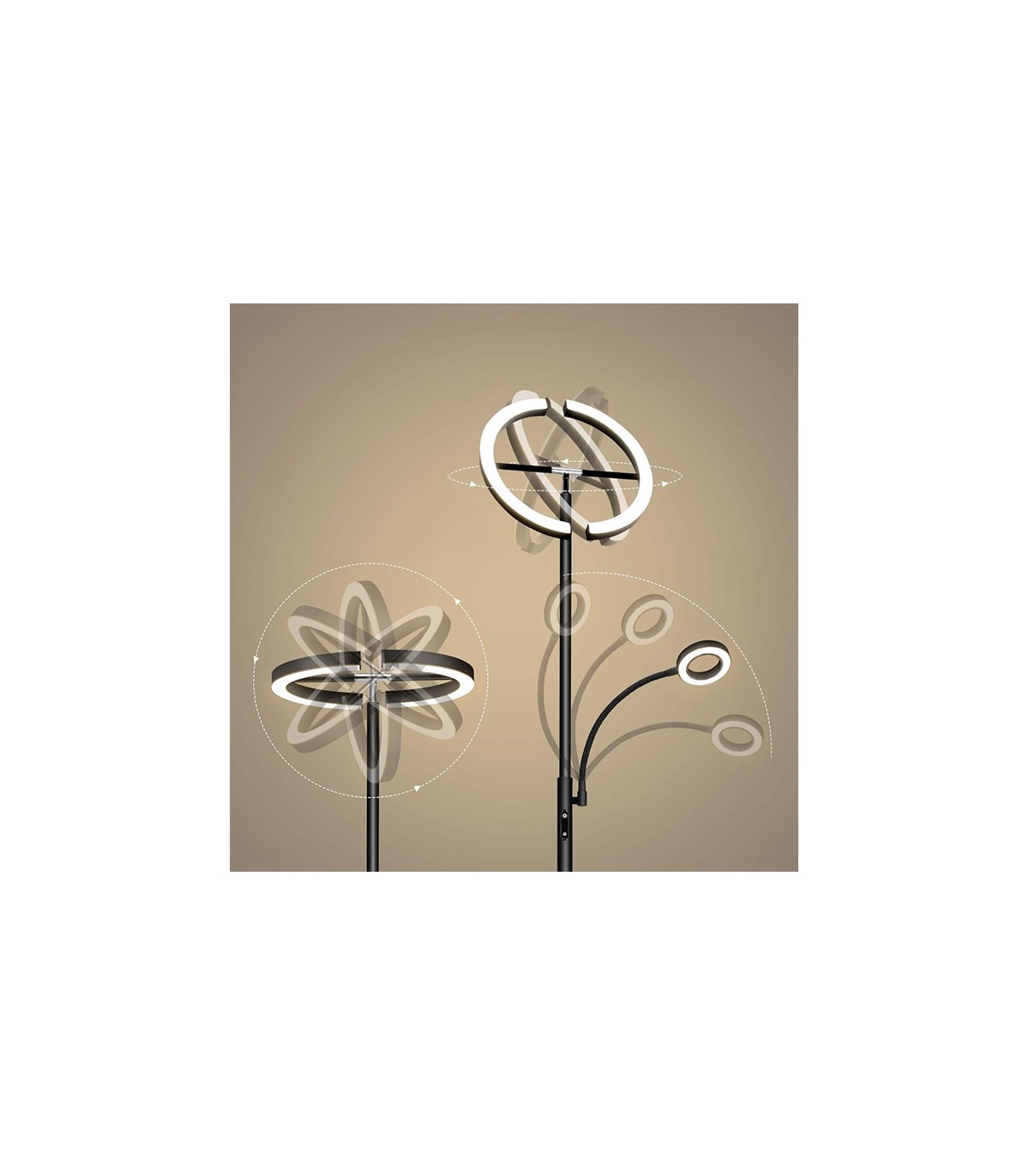 Lámpara de Pie IRIS Regulable 20+7W 1300+300Lm Plata