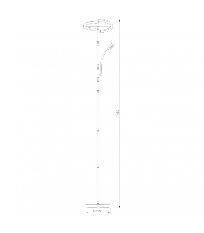 Lámpara de Pie IRIS Regulable 20+7W 1300+300Lm Plata