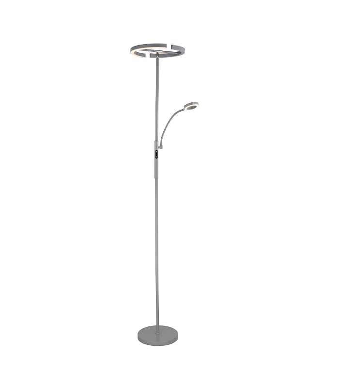 Lámpara de Pie IRIS Regulable 20+7W 1300+300Lm Plata
