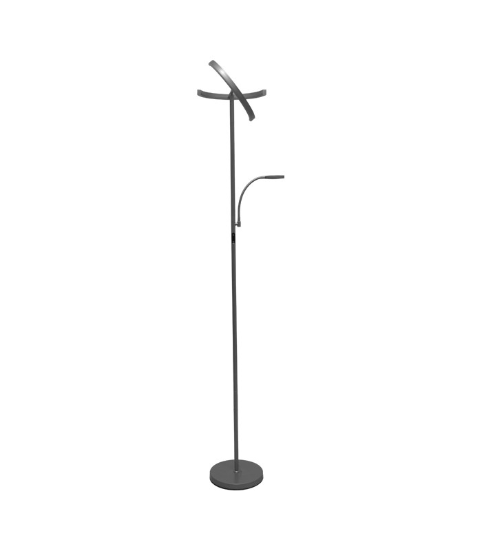 Lámpara de Pie IRIS Regulable 20+7W 1300+300Lm Plata