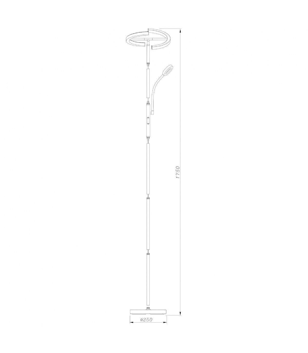 Lámpara de Pie IRIS Regulable 20+7W 1300+300Lm Blanco