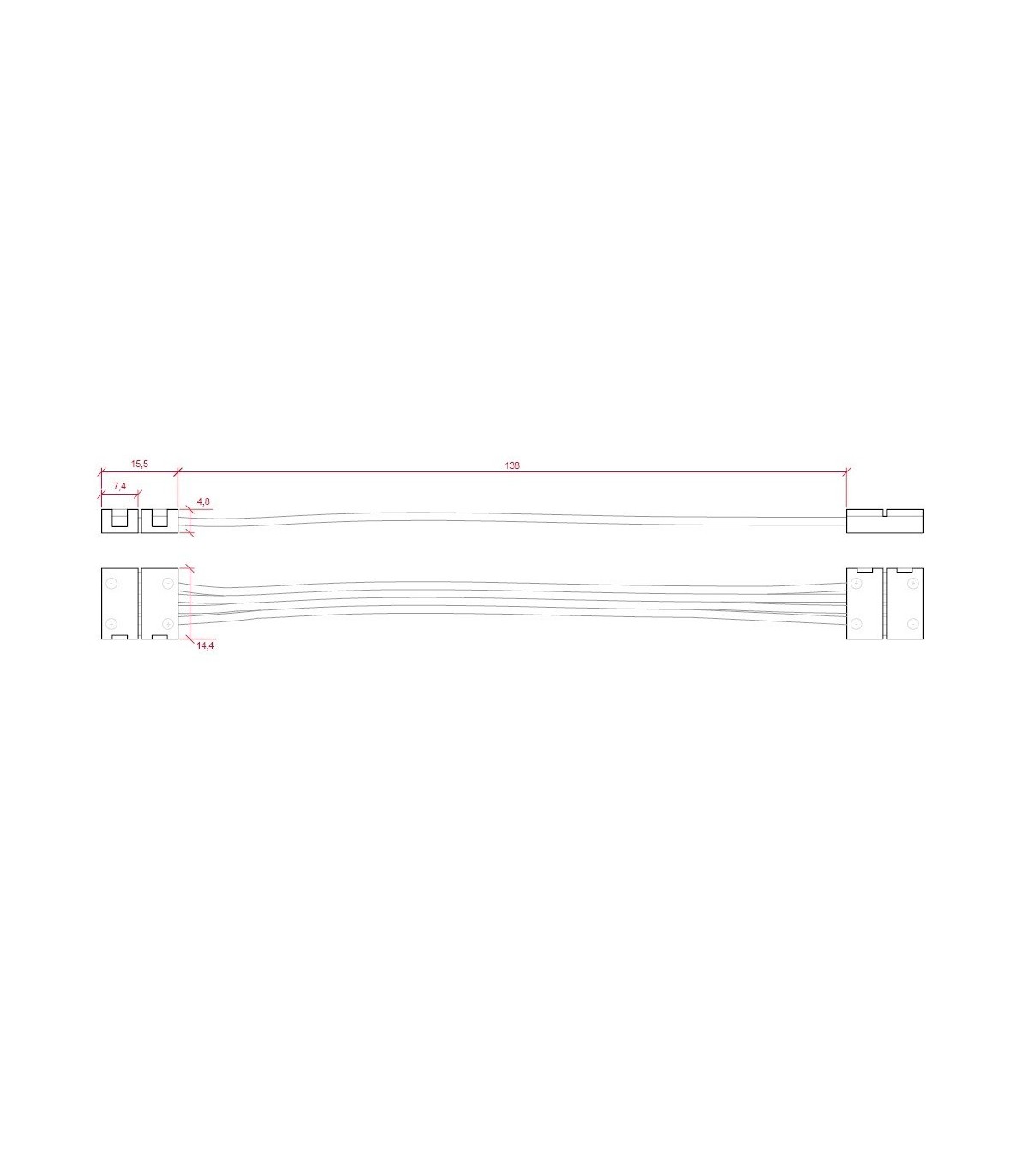 Ficha con cable para unir tiras de LED 10mm RGB