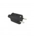Clavija Sucko bipolar 10/16A 250V 4.8mm entrada recta Negra