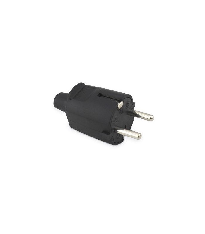 Clavija Sucko bipolar 10/16A 250V 4.8mm entrada recta Negra