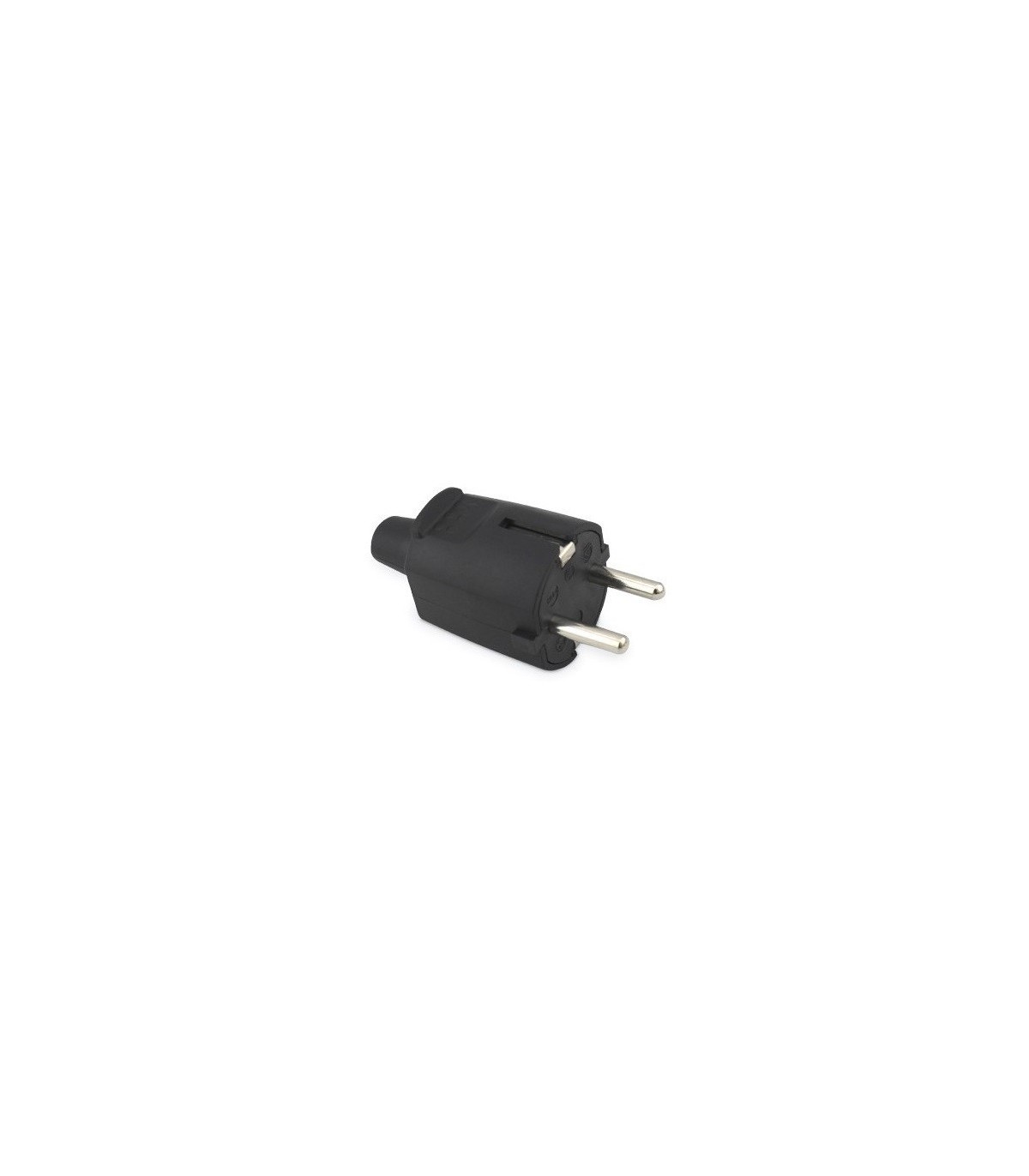 Clavija Sucko bipolar 10/16A 250V 4.8mm entrada recta Negra